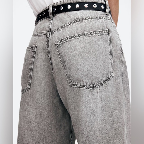 H&M Wide Large High Waist Divided Wide Leg Gray Wash Denim Jeans Size 18 New - Picture 6 of 11